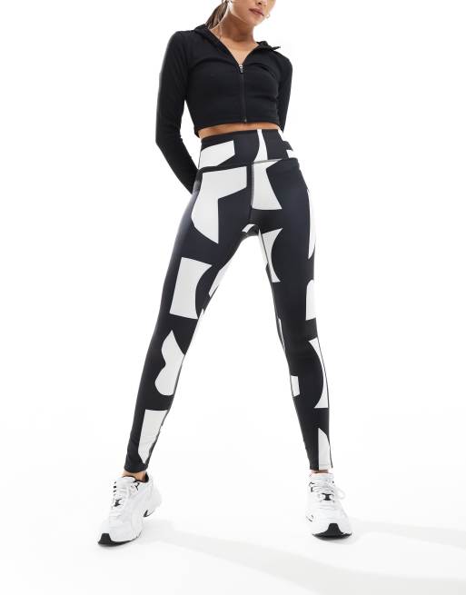 Monki Legging de yoga taille haute sans couture a imprime abstrait Multicolore noir et blanc