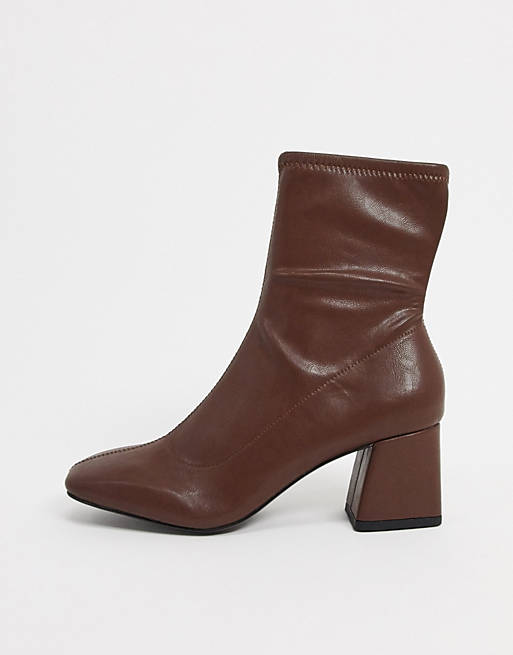 Monki Leia vegan leather ankle boots in brown | ASOS