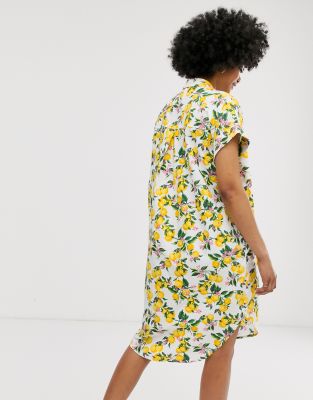 lemon print shirt dress