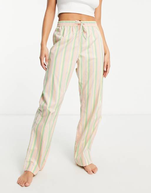 Wide Leg Elastic Waist Striped Pajama Pants