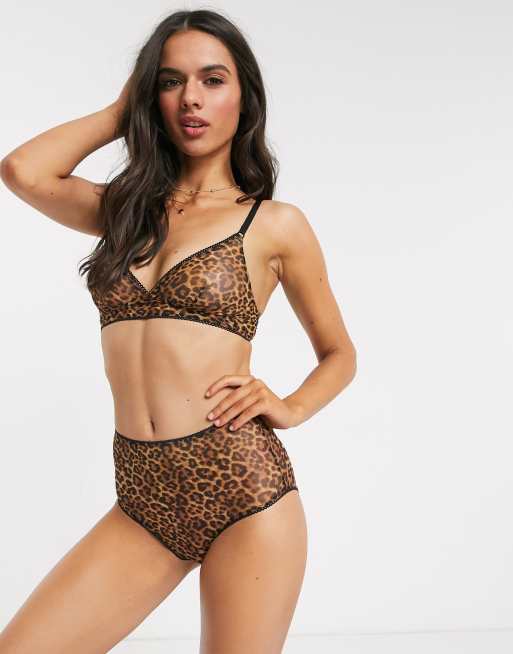 Monki leopard print bralette in brown