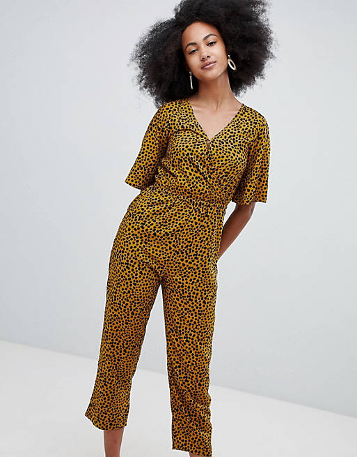 Monki leopard print jumpsuit in brown | ASOS
