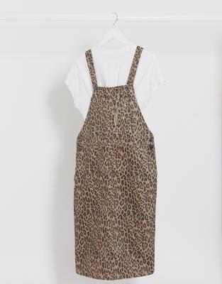 leopard print pinafore dress