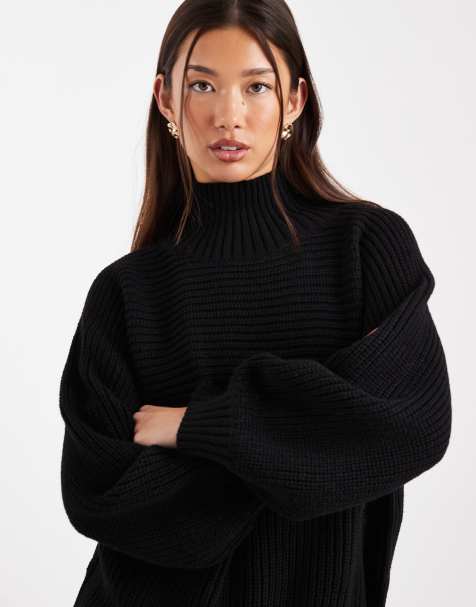 Monki Libby high neck jumper in black