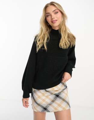 Monki Libby high neck jumper in black