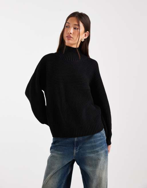 Monki Libby high neck jumper in black, 2 of 4