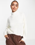 [Monki] Monki Libby high neck jumper in off white knit L Off White