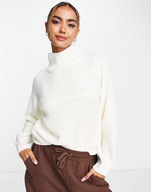 White roll neck knitted on sale jumper