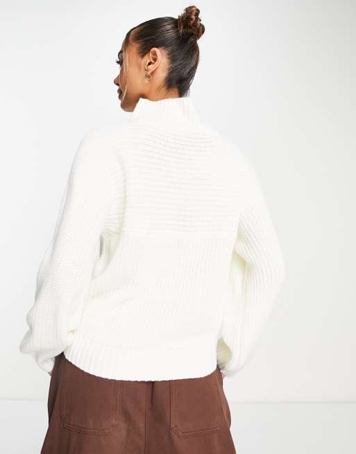 Monki Libby high neck jumper in off white knit | ASOS