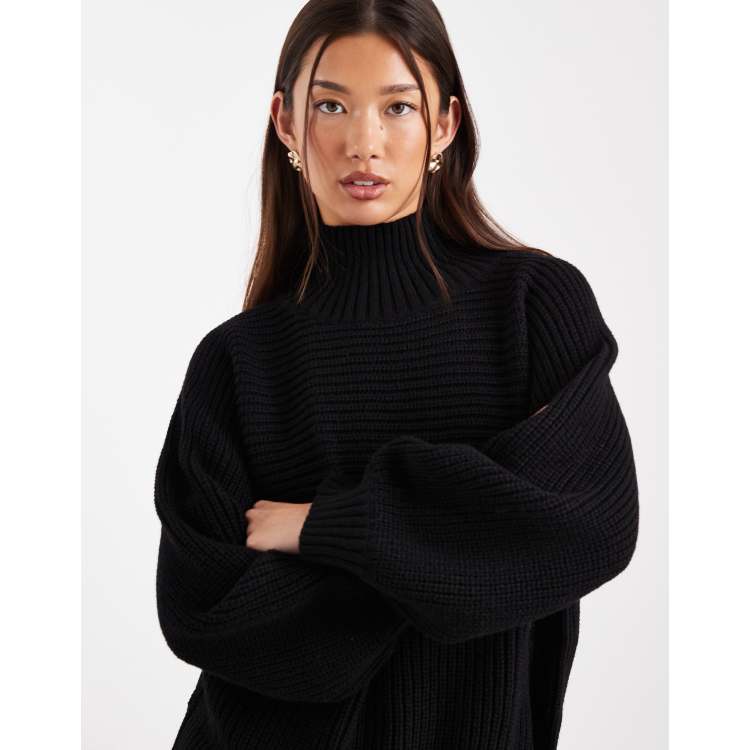 Monki Libby high neck sweater in black | ASOS