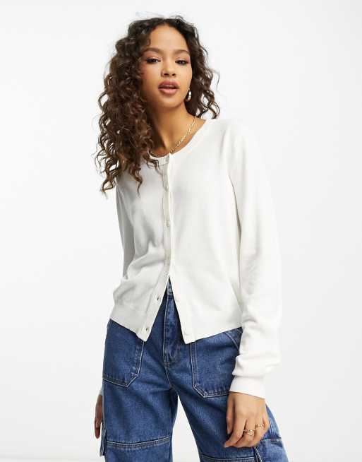 Monki lightweight button up cardigan in white ASOS