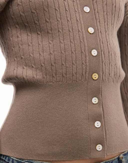 Monki lightweight cinched cardigan in mole, 4 of 4