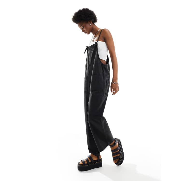 Monki lightweight denim overalls in black | ASOS