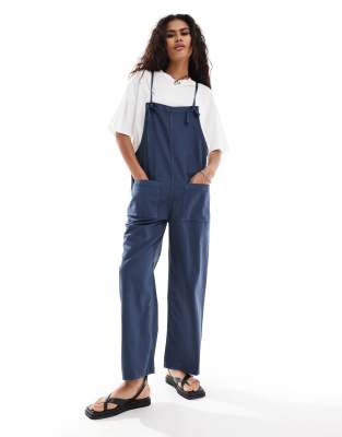 lightweight denim overalls in blue