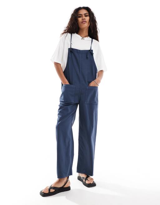 Monki lightweight denim overalls in blue