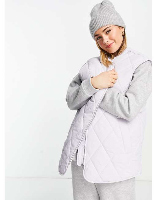 Monki – Lila kviltad väst i polyester - LILAC