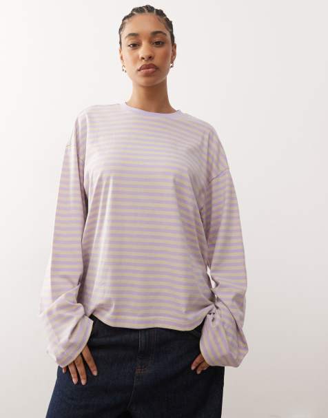 Monki – Lilarandig långärmad topp - view 1