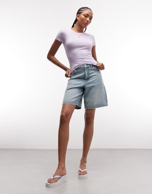 Monki – Liliowy obcisły T-shirt, 2 z 4