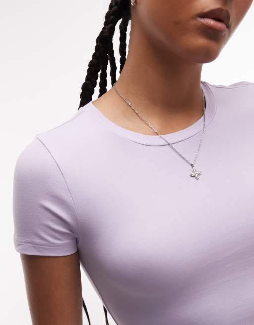 Monki – Liliowy obcisły T-shirt, 4 z 4