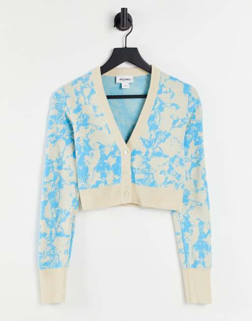 Monki - Lillie - Cardigan corto blu tie-dye