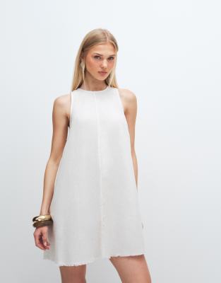 women linen blended a-line sleeveless dress Long Linen Sleeveless Dress – Organic Comfort for Warm Days