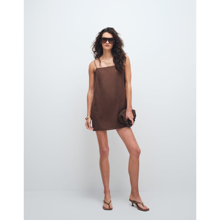 Monki linen mini dress in brown | ASOS