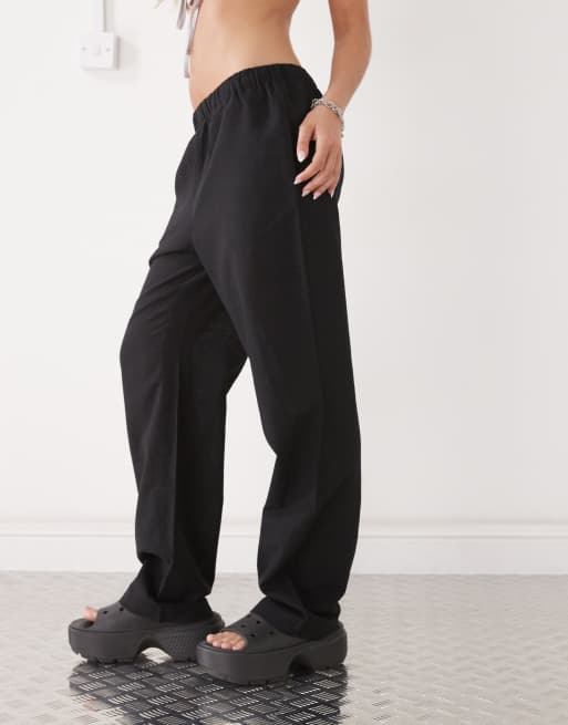 Monki linen mix pants in black exclusive to ASOS, 2 of 5