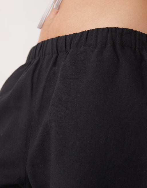 Monki linen mix pants in black exclusive to ASOS, 5 of 5
