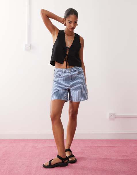 Monki linen mix vest in black - exclusive to ASOS - view 1