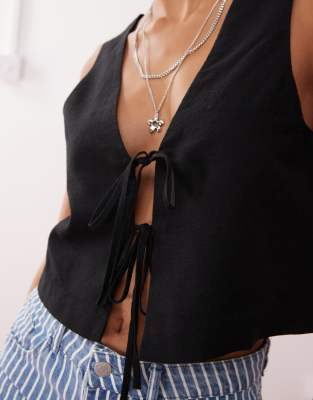 Monki Linen Mix Vest