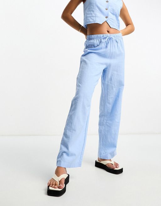Monki linen pants in blue - part of a set