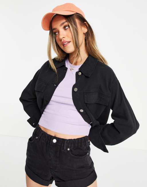 Monki Linette cropped jacket in black