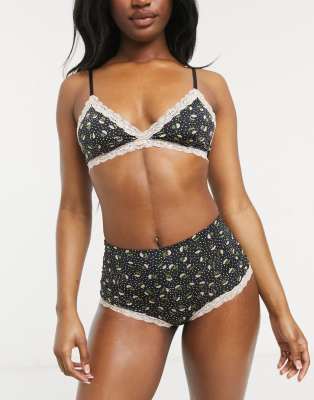 black flower bralette
