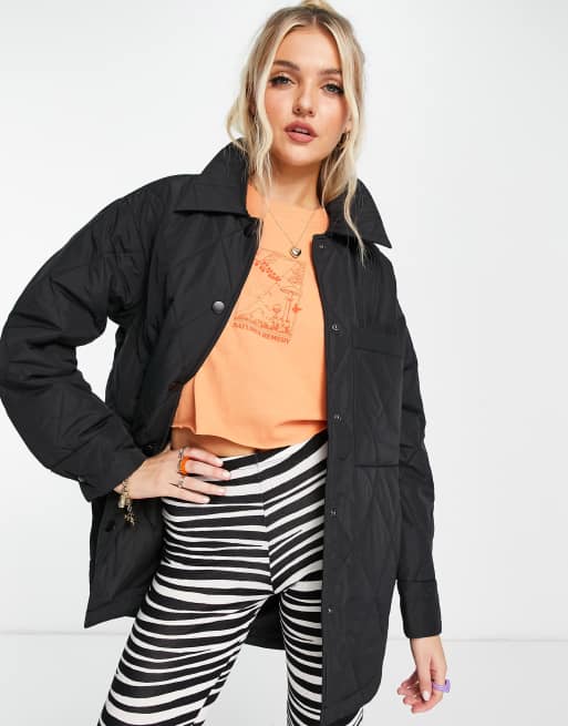 Monki Liv quilted jacket in black - BLACK | ASOS