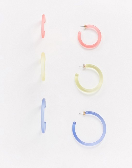 Monki Livia multi pack coloured hoop earrings