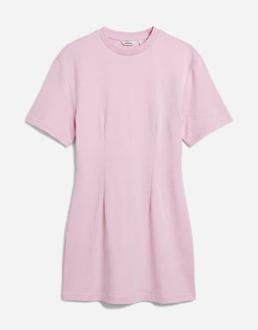 Monki – Ljusrosa t-shirtklänning i minilängd med indragen midja, 5 av 7