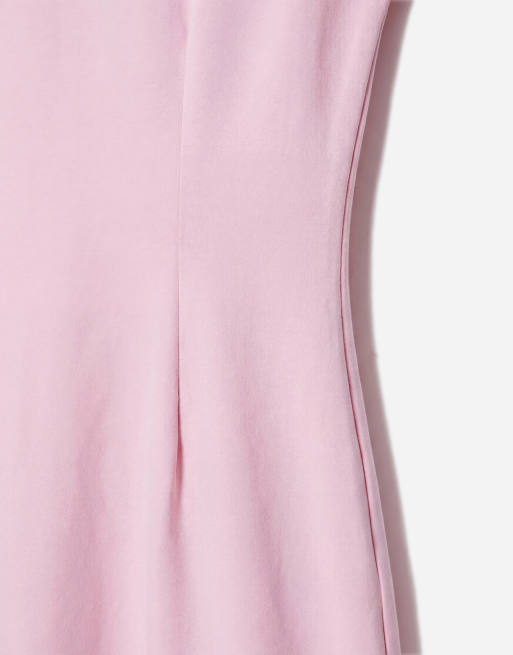 Monki – Ljusrosa t-shirtklänning i minilängd med indragen midja, 7 av 7