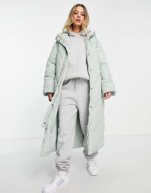 Monki hooded sales midi puffer coat