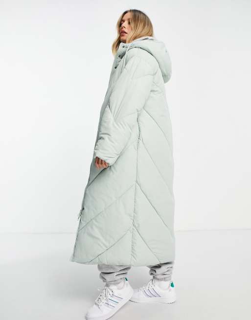 Monki hooded store midi puffer coat