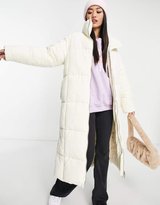 Monki long quilted coat in beige BEIGE ASOS