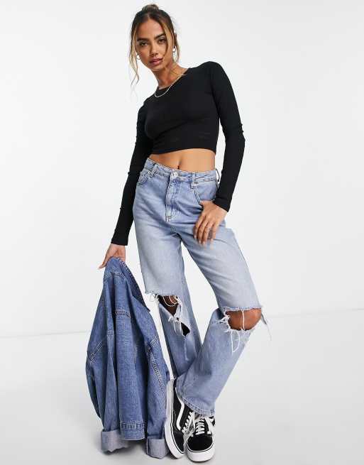 Long sleeve clearance baggy crop top