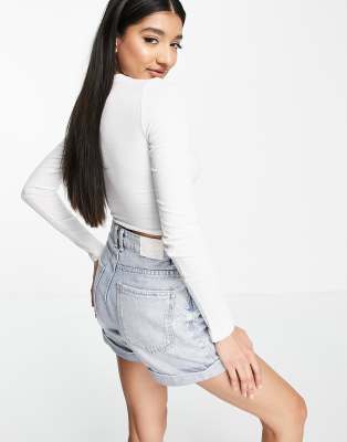 white long sleeve crop top asos