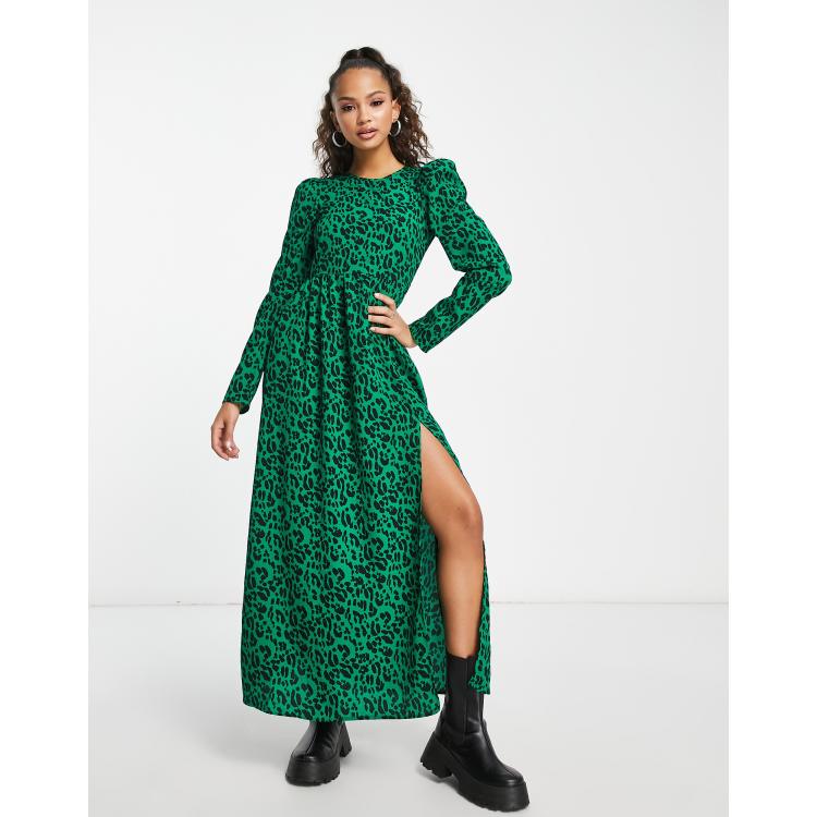 Monki striped dress in green stripe