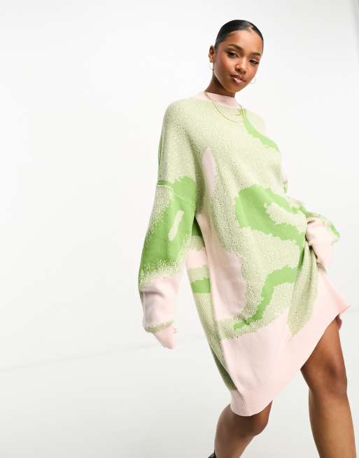 Pink and green store sweater dress