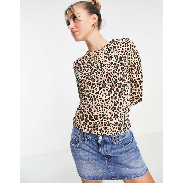 Monki long sleeve jersey top in leopard print | ASOS