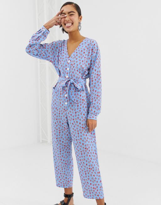 Heart store print jumpsuit