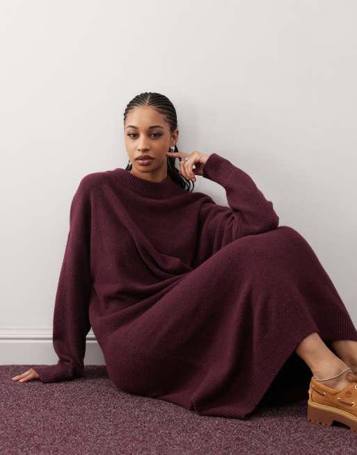 chinese dress ladies Kylie Maroon Cable Knit Sweater Dress – Thomas and Rye