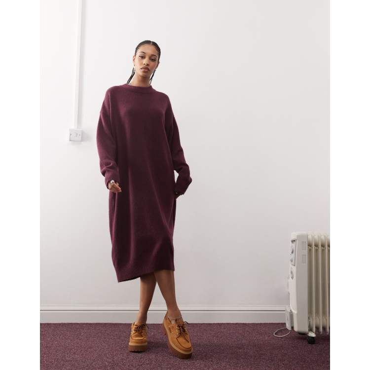 long burgundy knit dress Aurelie Knit Dress - Premium Soft Knit with Fluid Silhouette and Refined Profile for Effortless Everyday Styling