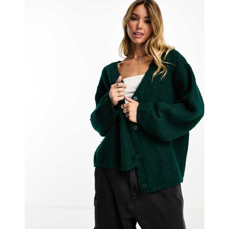 bottle green long cardigan