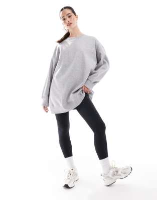 long sleeve oversized sweater in light gray melange